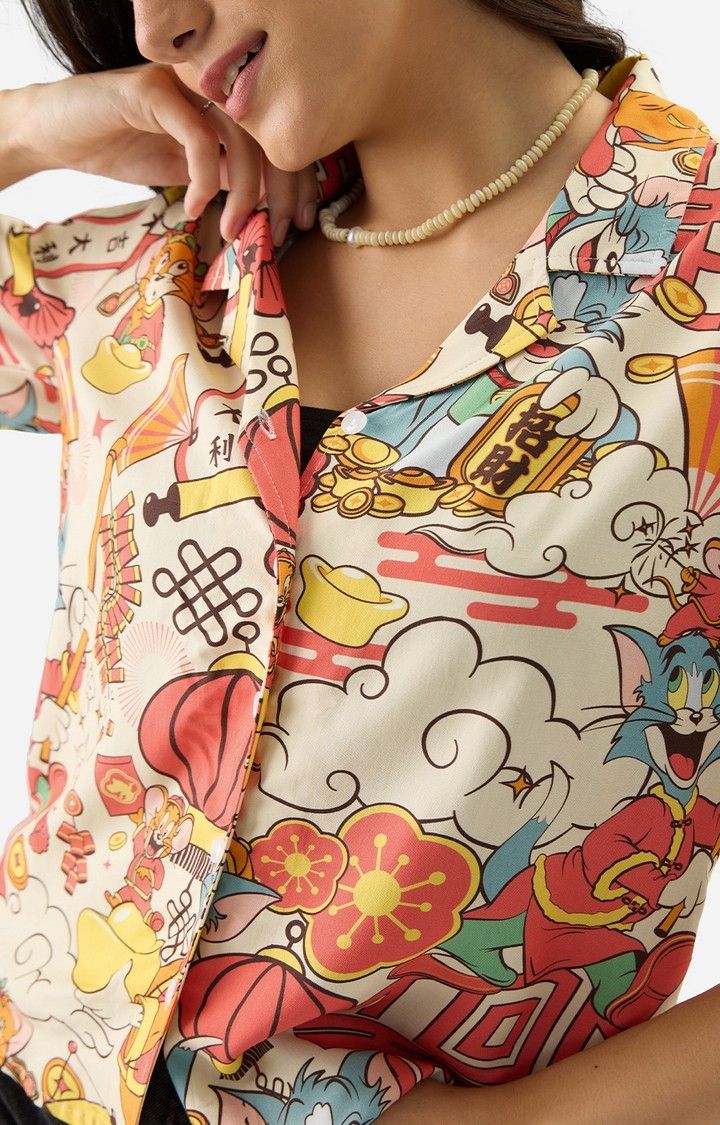 Women's Tom And Jerry New Year  Summer Oversized Shirt