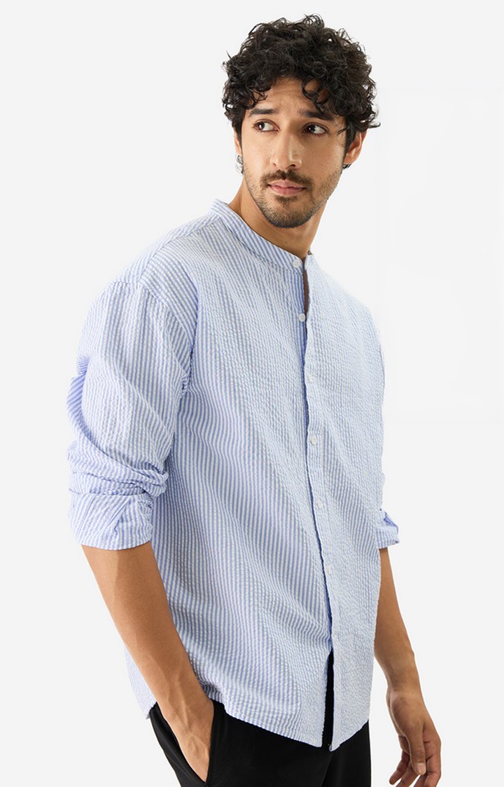 Men's Stripes Marina Mandarin Casual Shirt