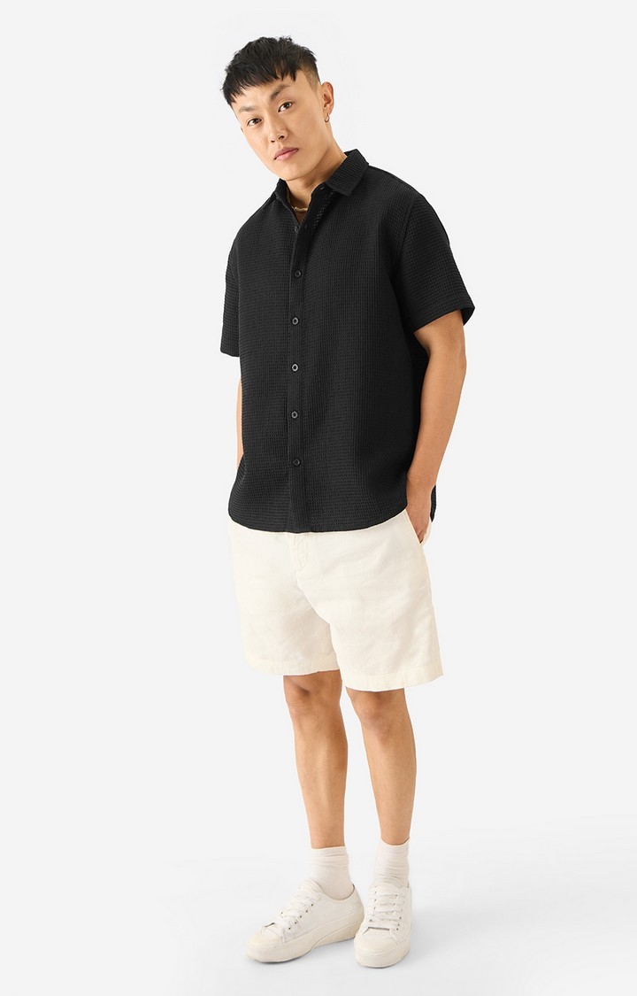 Men's Solids Midnight Black Holiday Casual Shirt