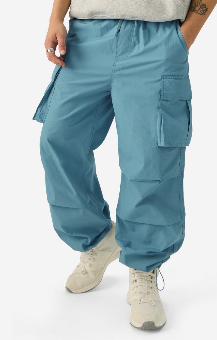 The Souled Store | Men's Parachute Pants Dusky Blue Parachute Pants