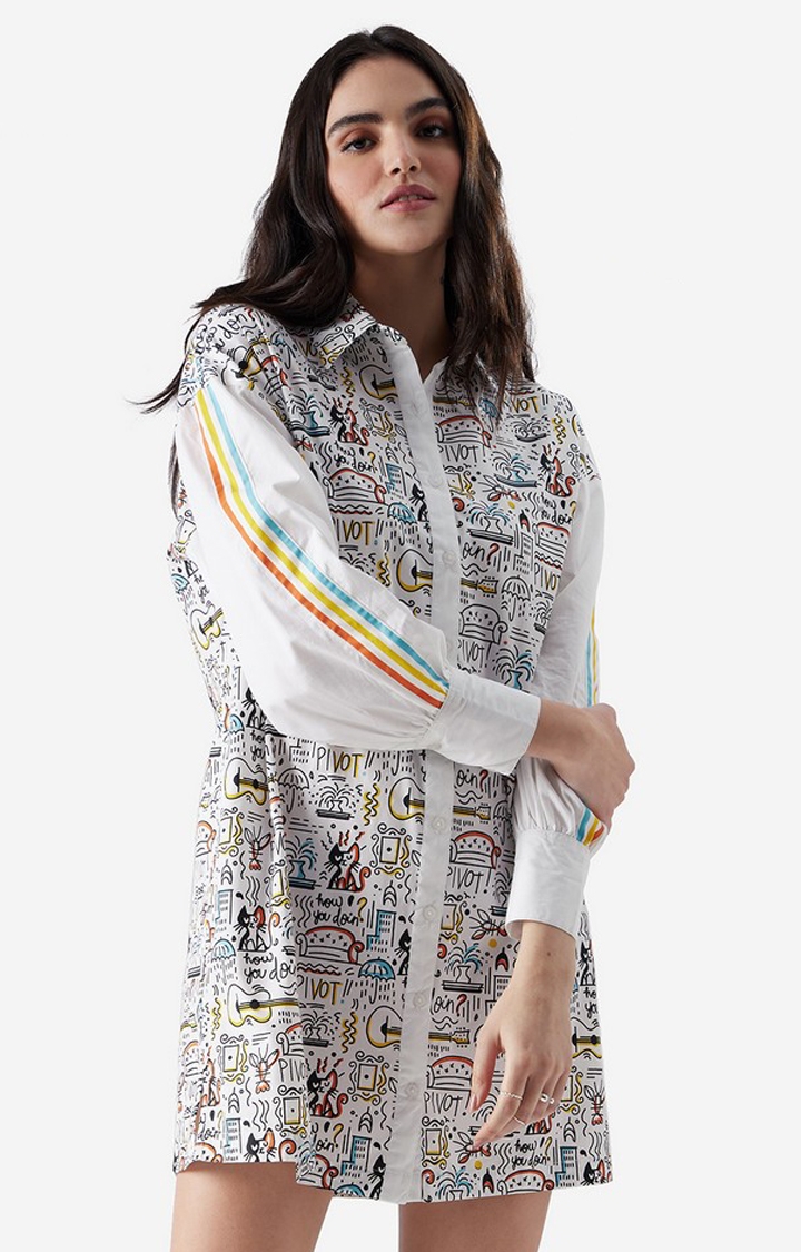 The Souled Store | Women's FRIENDS The One With The Doodle  Oversized Shirt Dresses