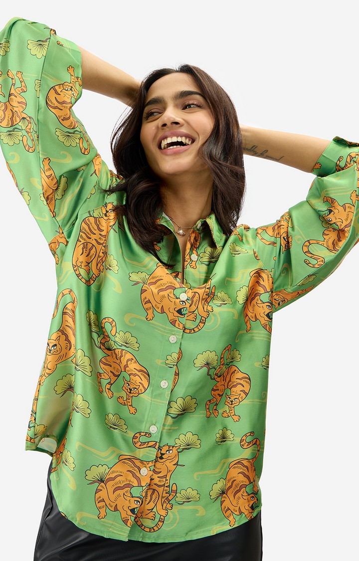The Souled Store | Women's  Original Folk Tiger Oversized Shirt