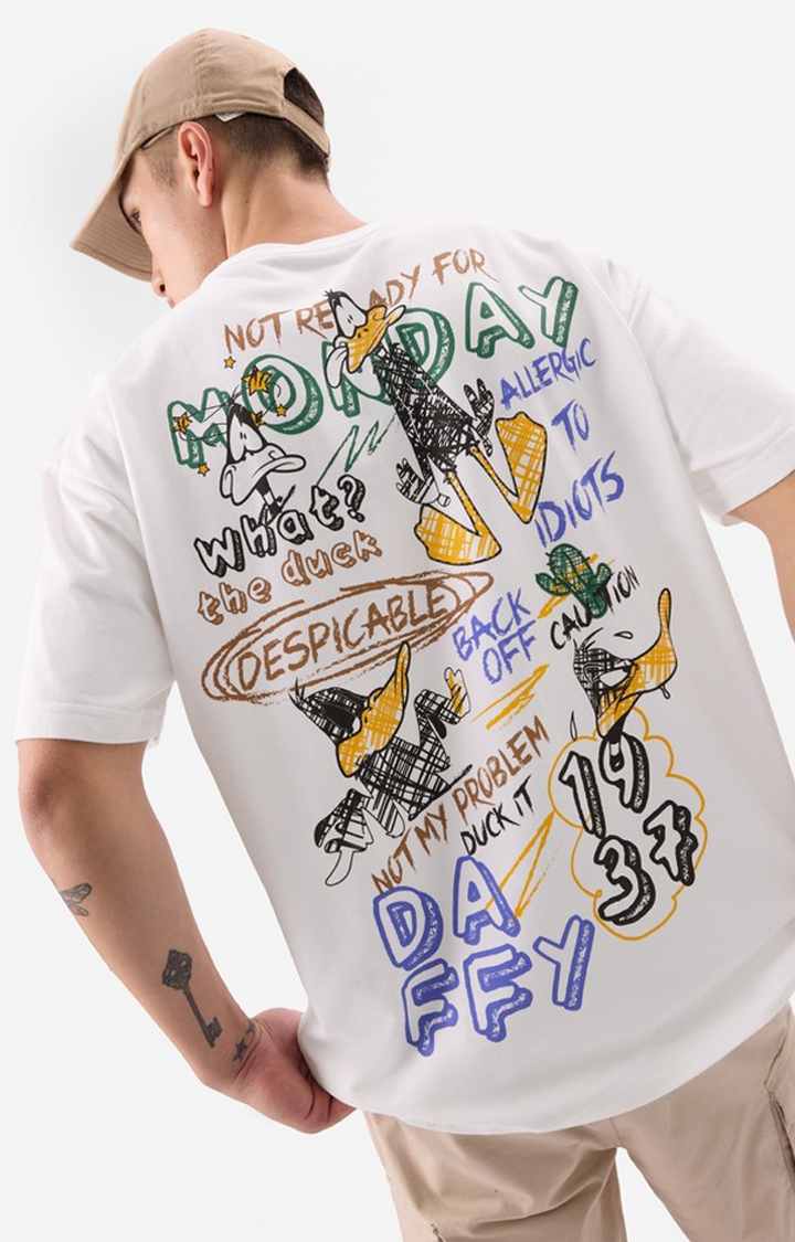 Men's Looney Tunes The Daffy Sketch Oversized T-Shirts