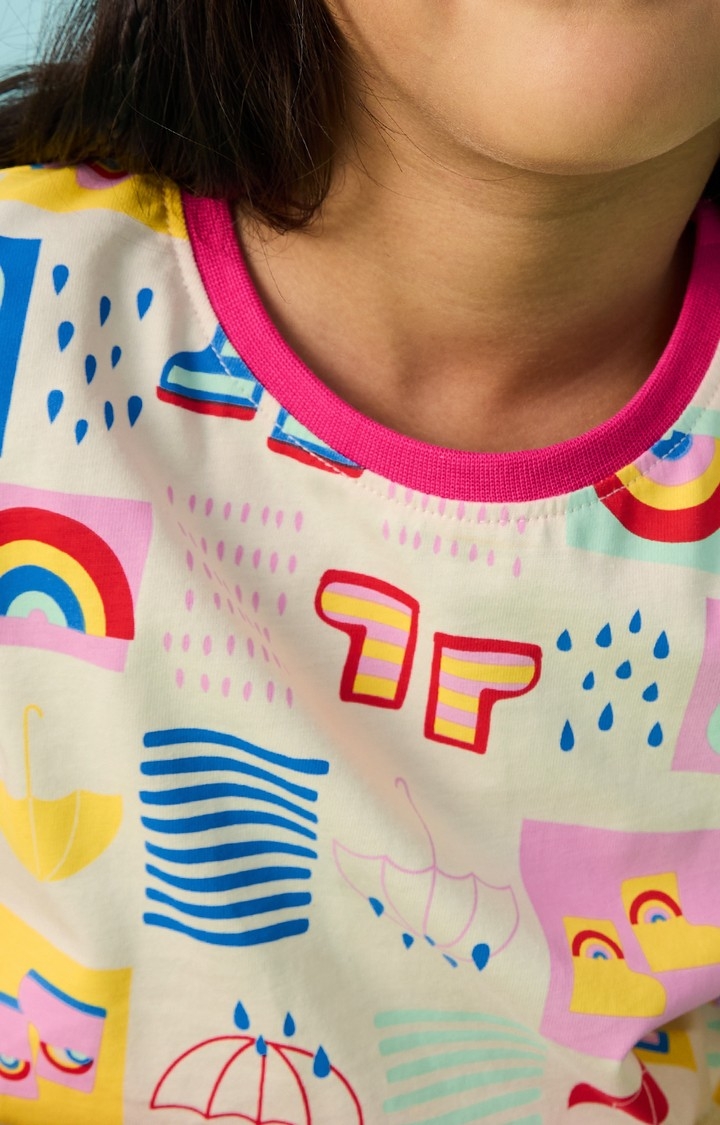 Girls Peppa Rainbow Splash Cotton Full Sleeve T-Shirts