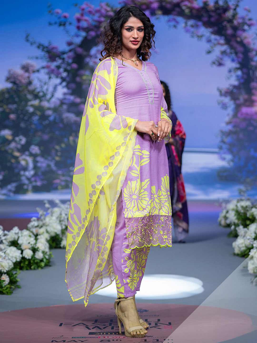 Libas Ladies Western Kurti 3Pcs Set 99057O Lavender