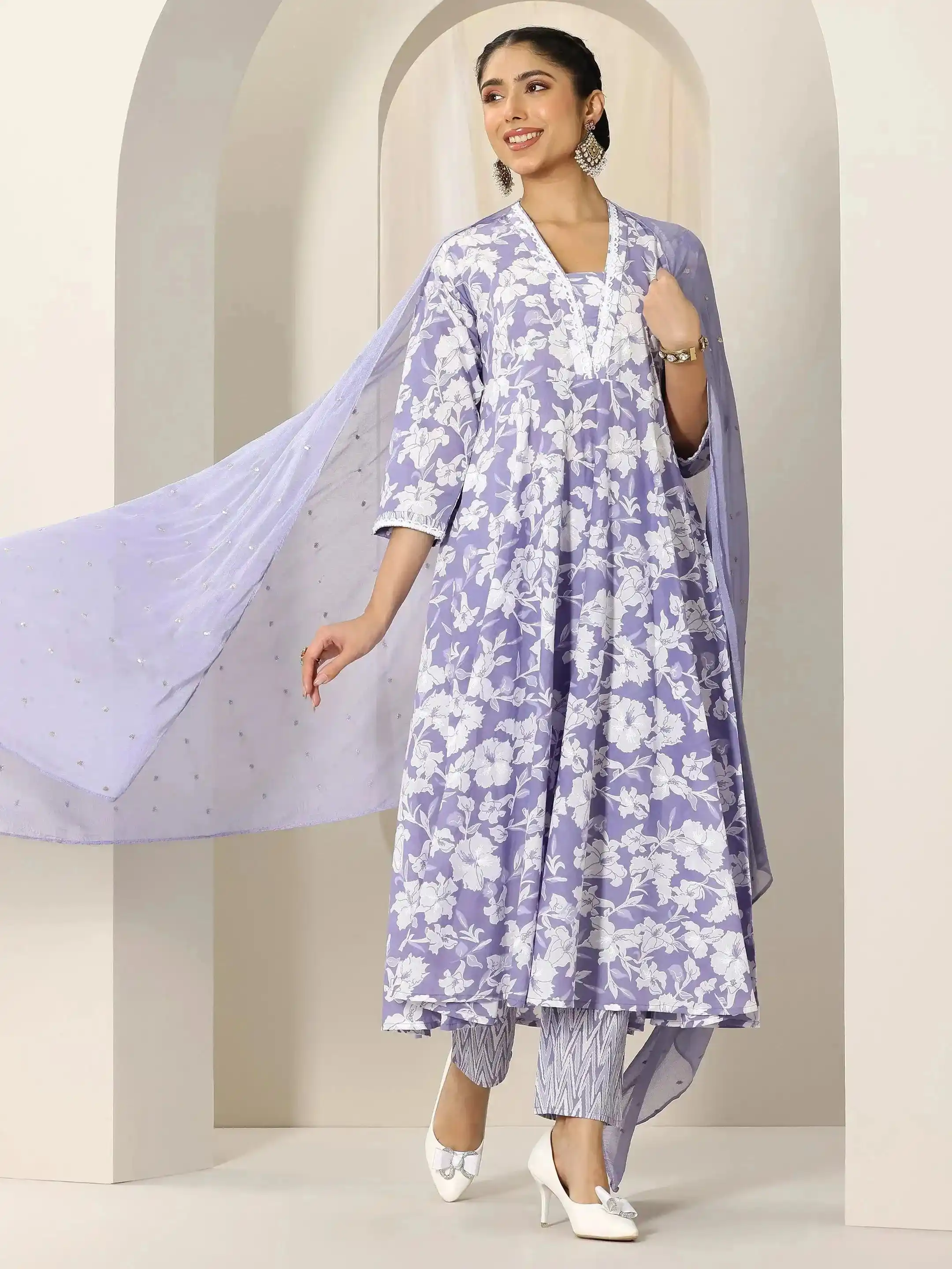 Libas Ladies Western Kurti 3Pcs Set 400095O Lavender