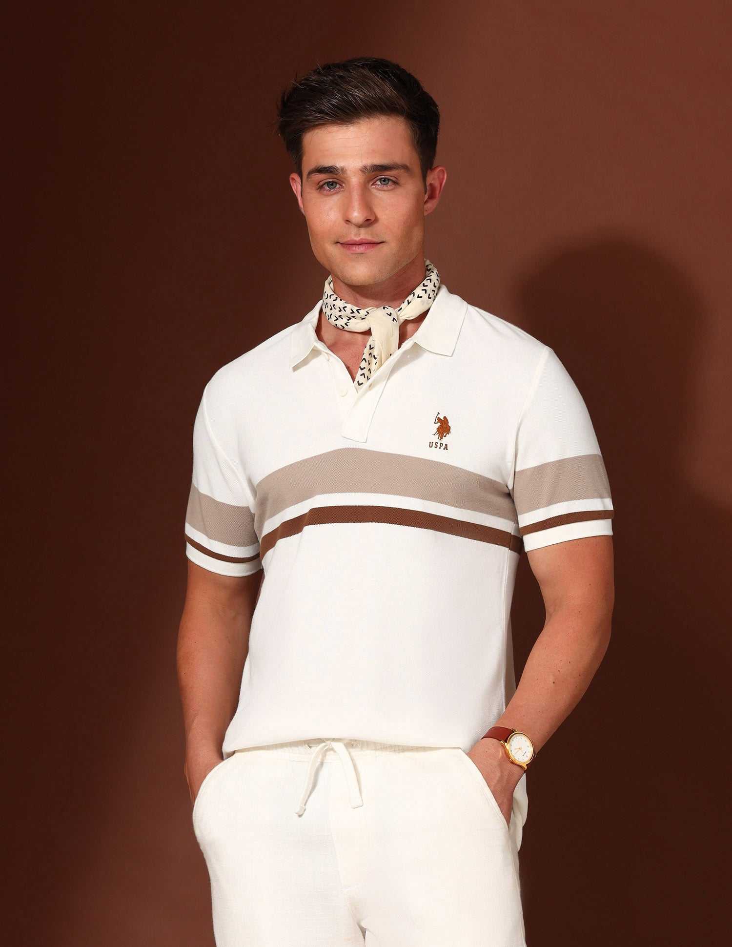 U.S.POLO MENS T-SHIRT H/S USTSH2518 OFF WHITE