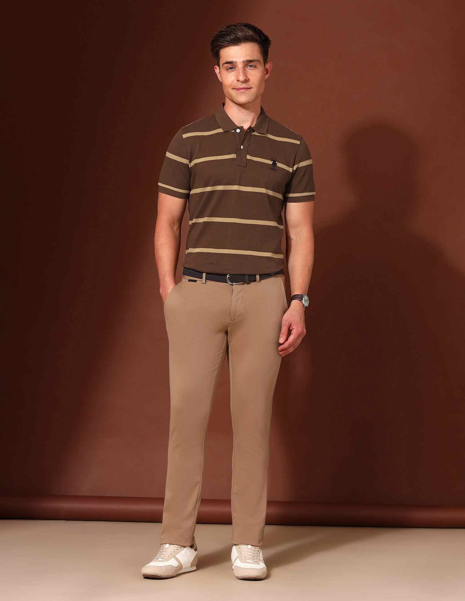 U.S.POLO MENS T-SHIRT H/S USTSH2521 BROWN