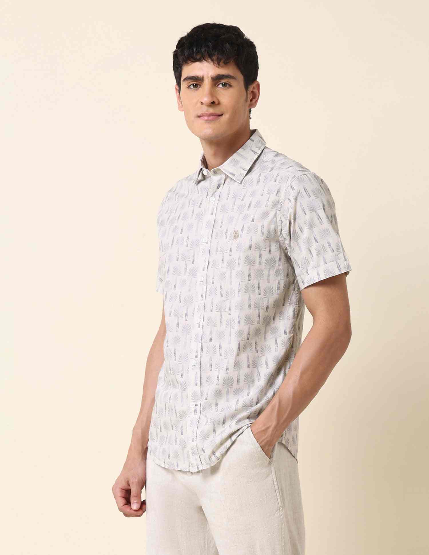U.S.POLO MENS CASUAL SHIRT H/S USSHT2544H KHAKI