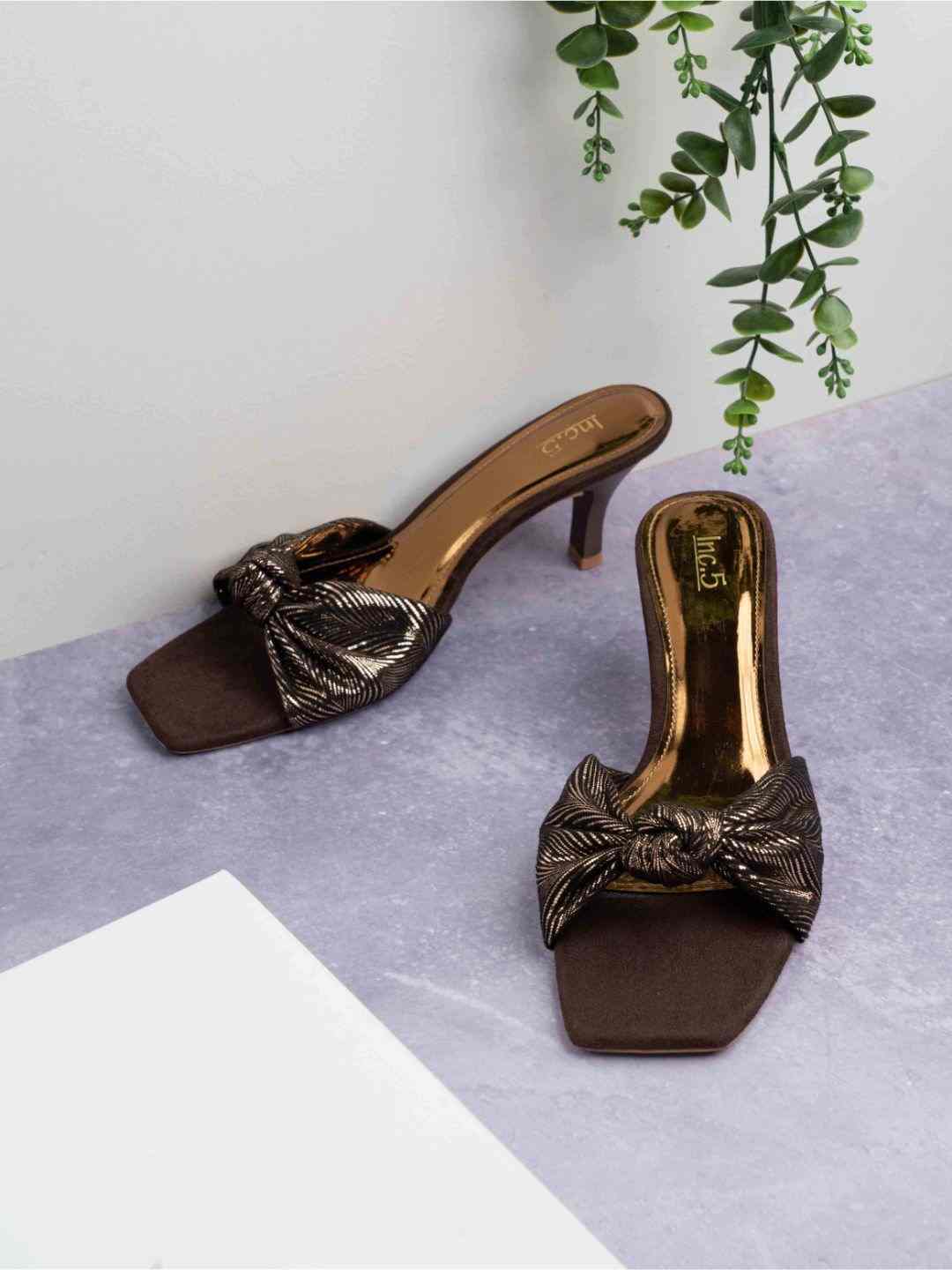 Inc.5 | Inc.5 Womens Gold Party Wear Solid Square Heels|0