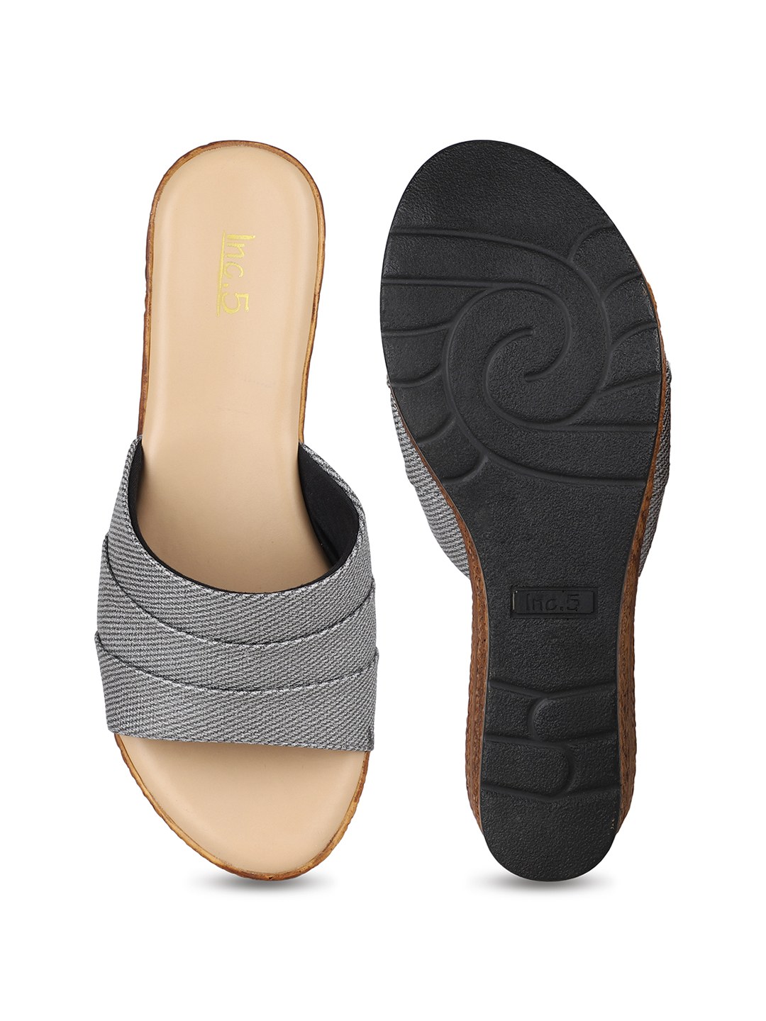Inc.5 | Womens Pewter Party Wear Solid Round Toe Wedge Heel Sandals|4