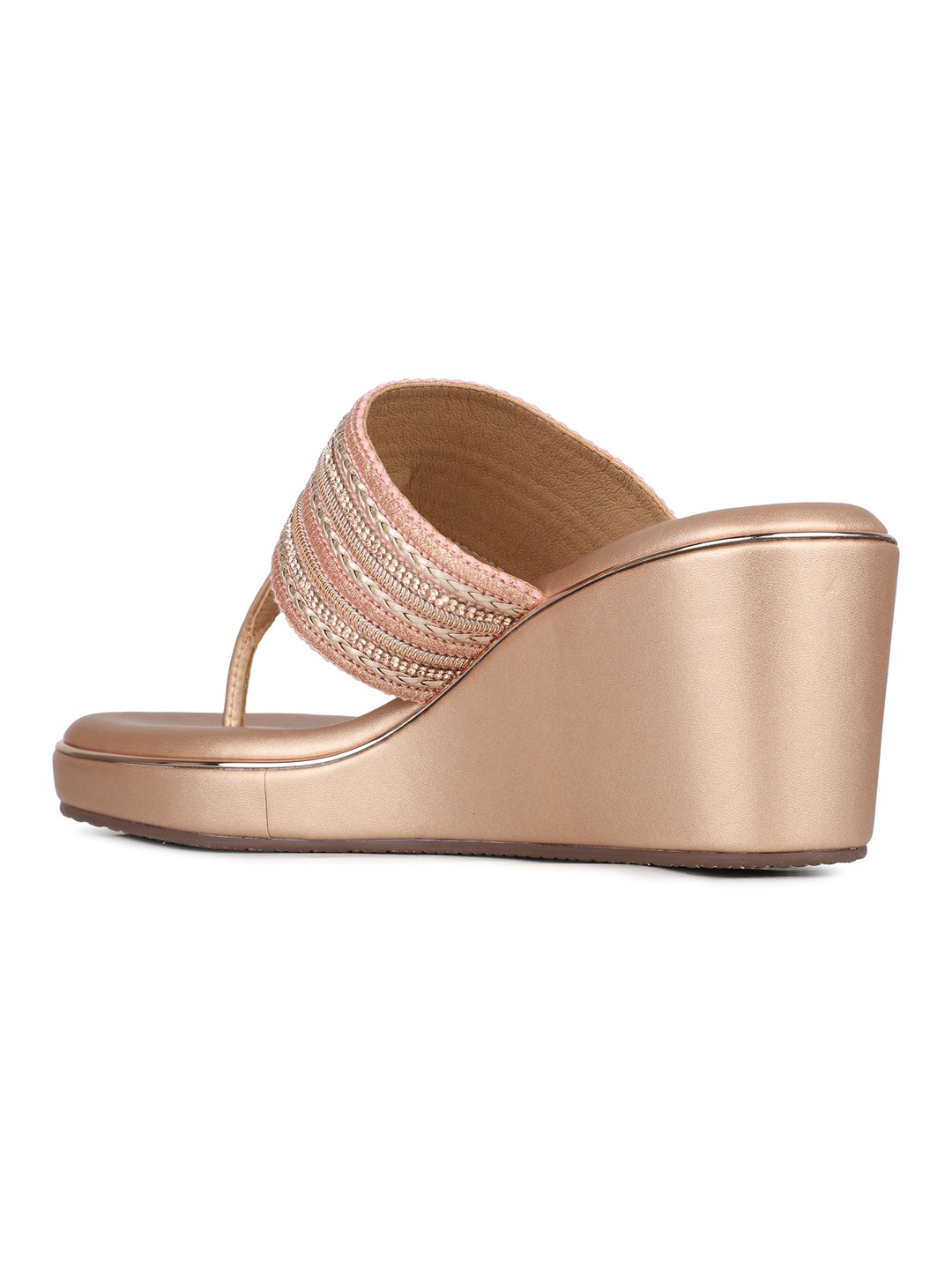 Inc.5 | Inc.5 Womens Rose Gold Ethnic Embellished Round Toe Wedges Heels|2