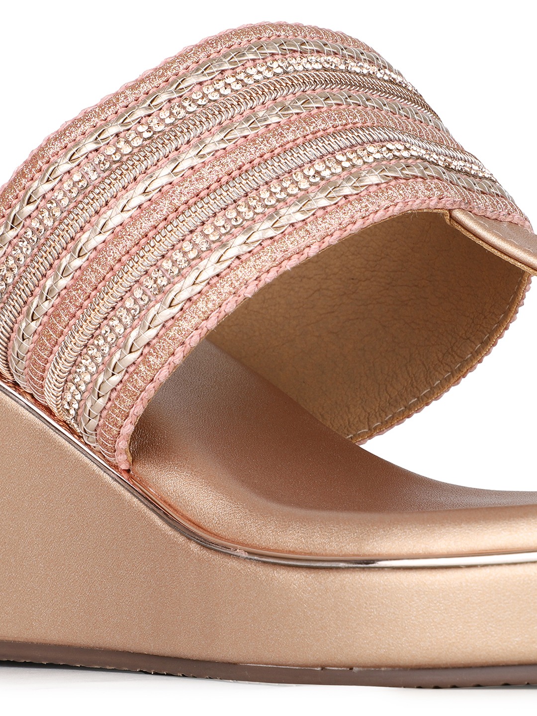 Inc.5 | Inc.5 Womens Rose Gold Ethnic Embellished Round Toe Wedges Heels|5