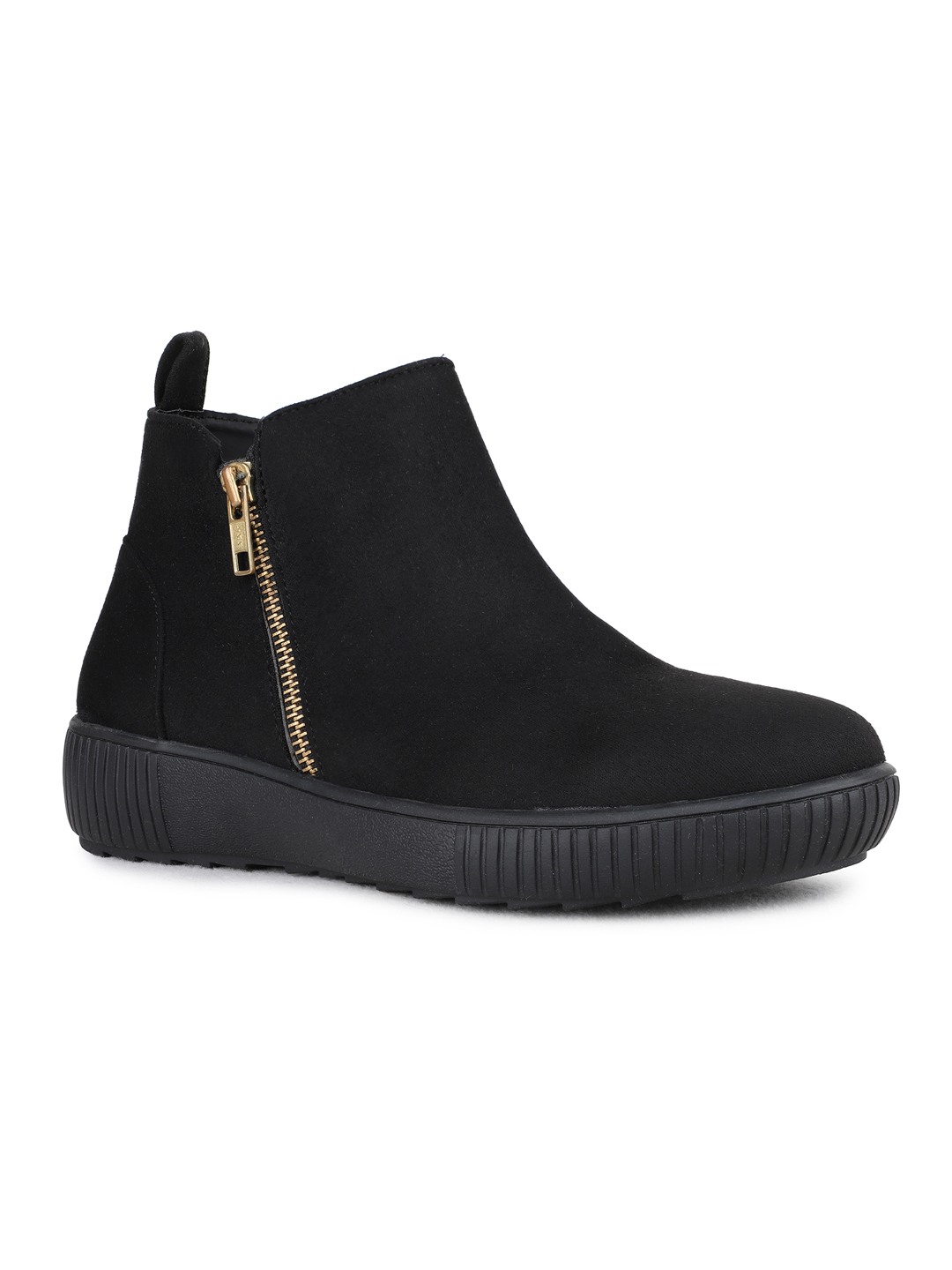 Womens Black Casual Solid Pattern Ankle Boots