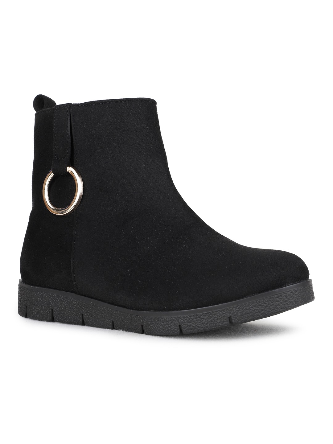 Womens Black Casual Solid Ankle Boots