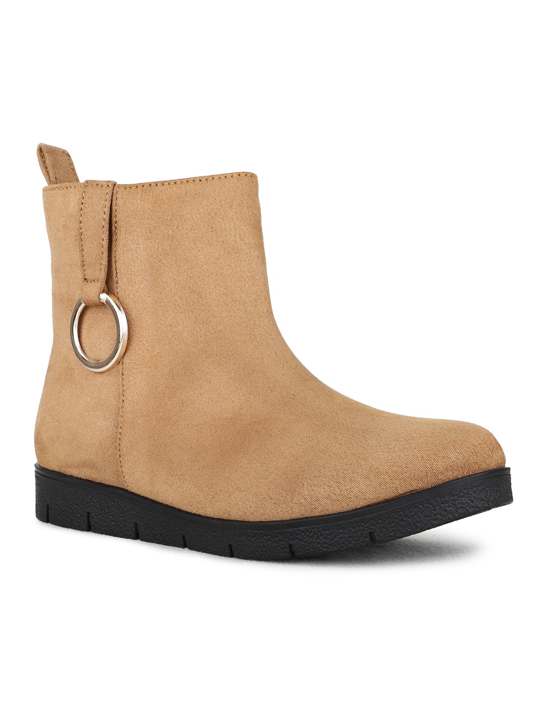 Womens Bleige Casual Solid Round Toe Ankle Boots