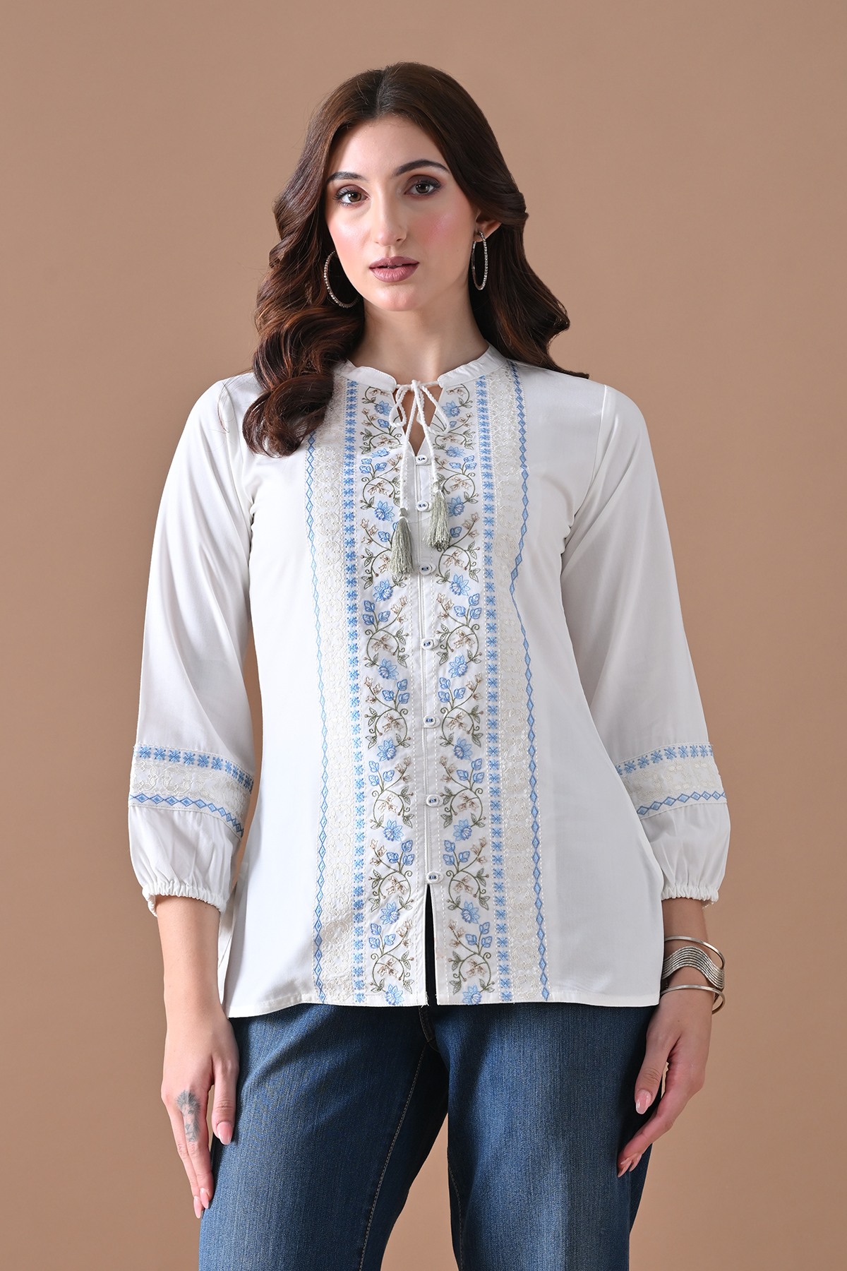 White Embroidered Top