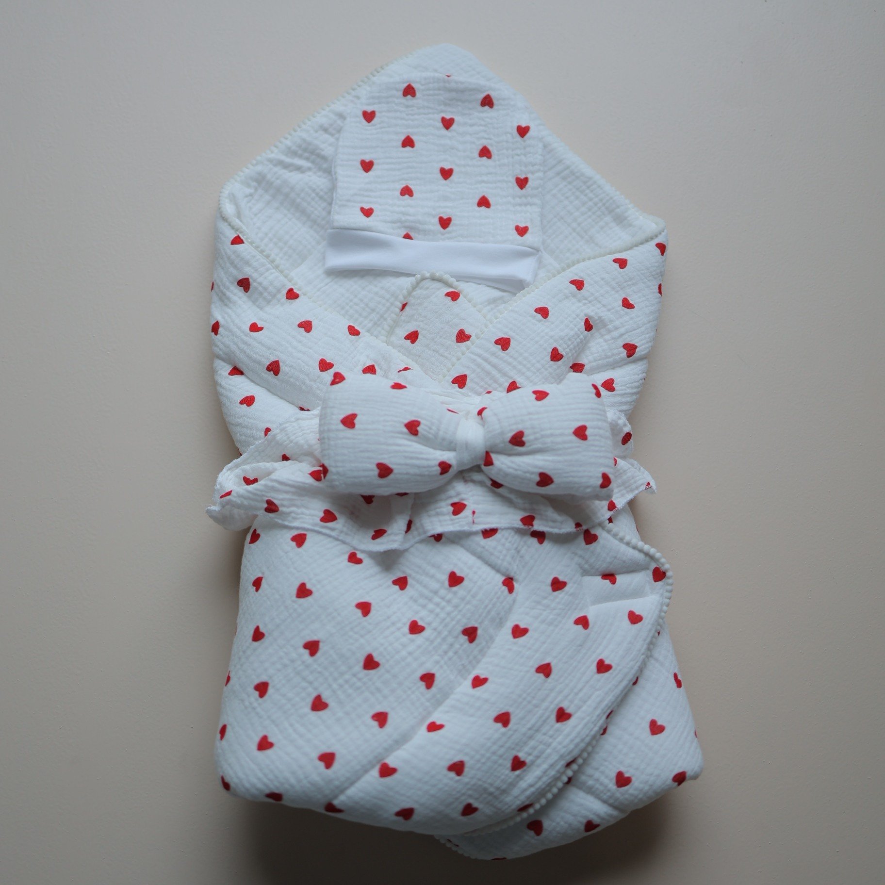 Red Hearts Baby Drape Set
