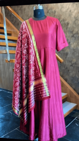 Pink Silk Floor Length Gown  