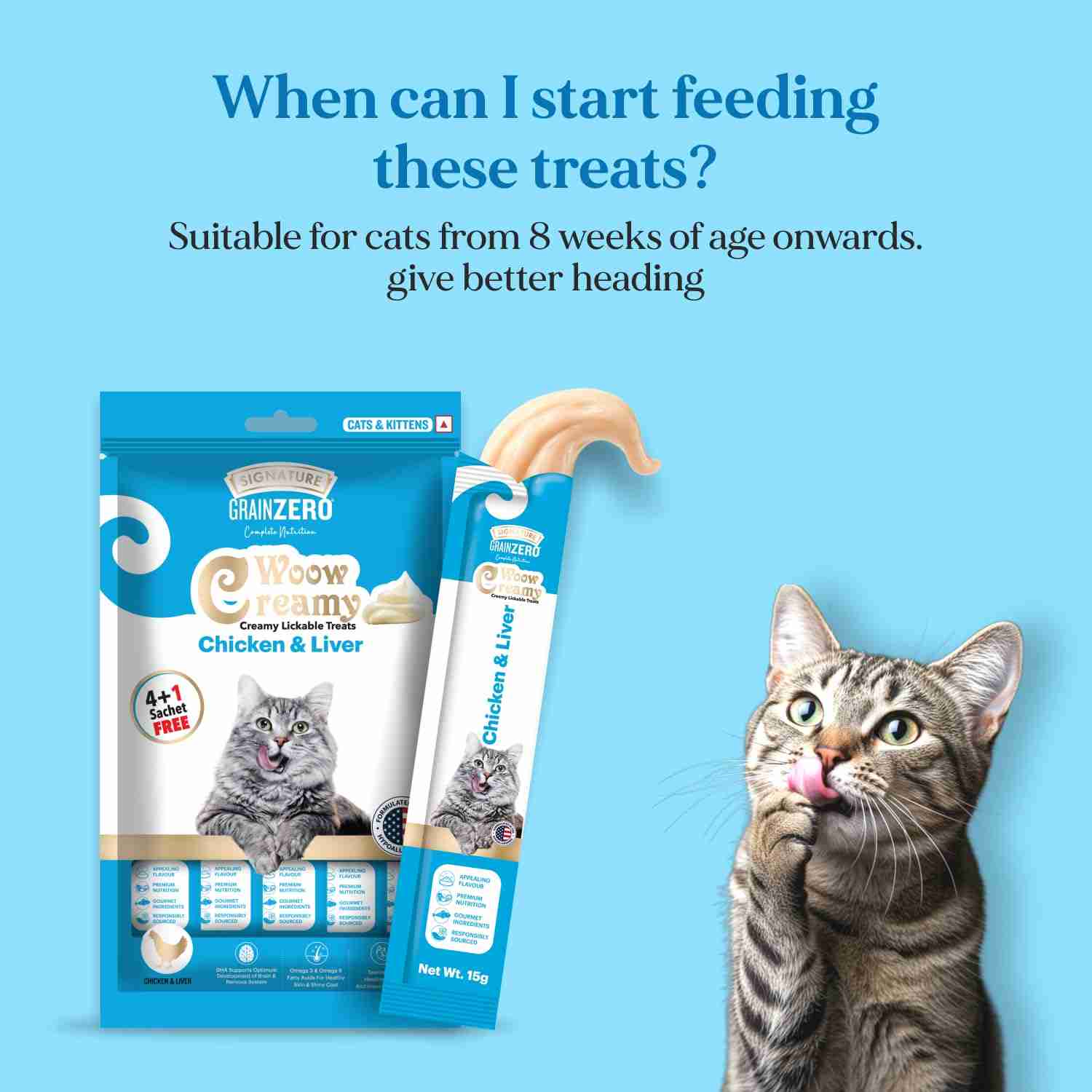 Grain Zero Chicken and Liver Lickable Creamy Cat Treats