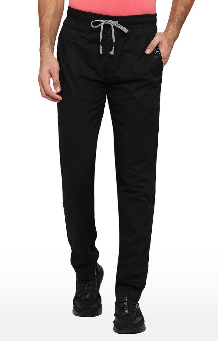 JadeBlue | JB-TR-307C BLACK Men's Black Cotton Solid Trackpants 0