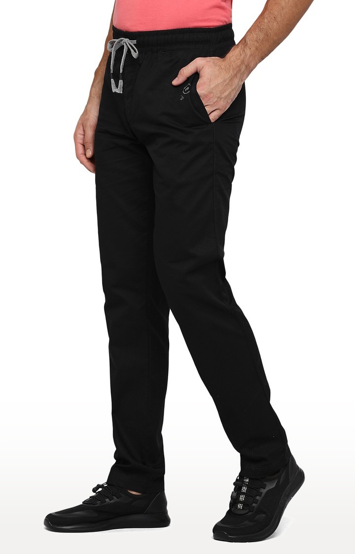 JadeBlue | JB-TR-307C BLACK Men's Black Cotton Solid Trackpants 1