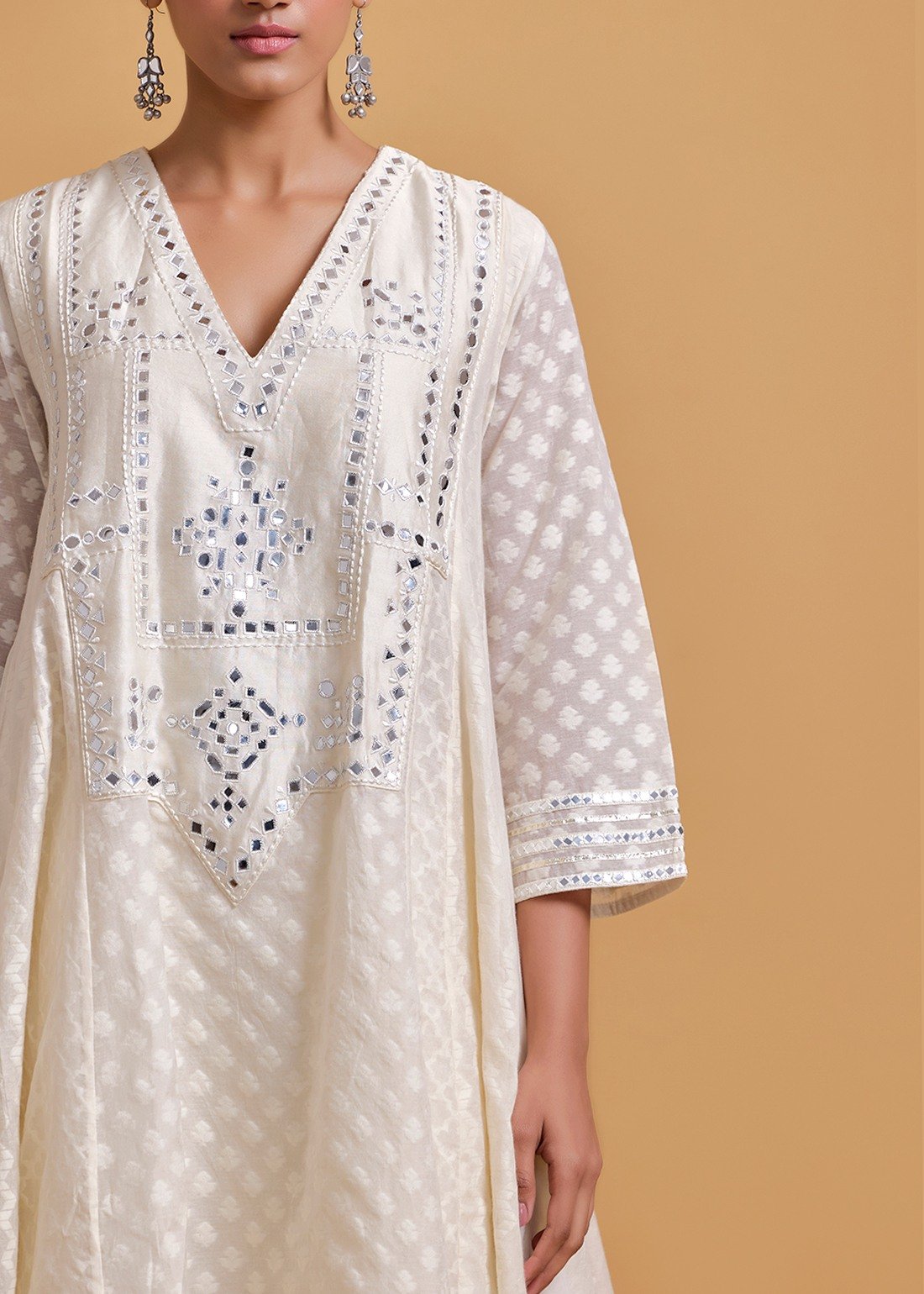 Azra Mirror Offwhite Kali Kurta