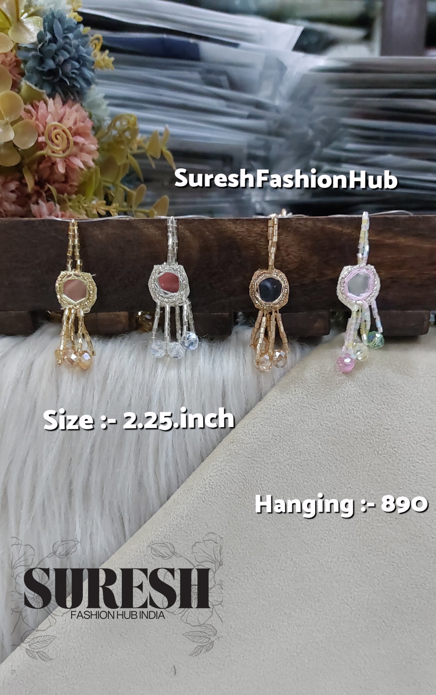 Light Rose Crystal Bloom Tassel – H-890