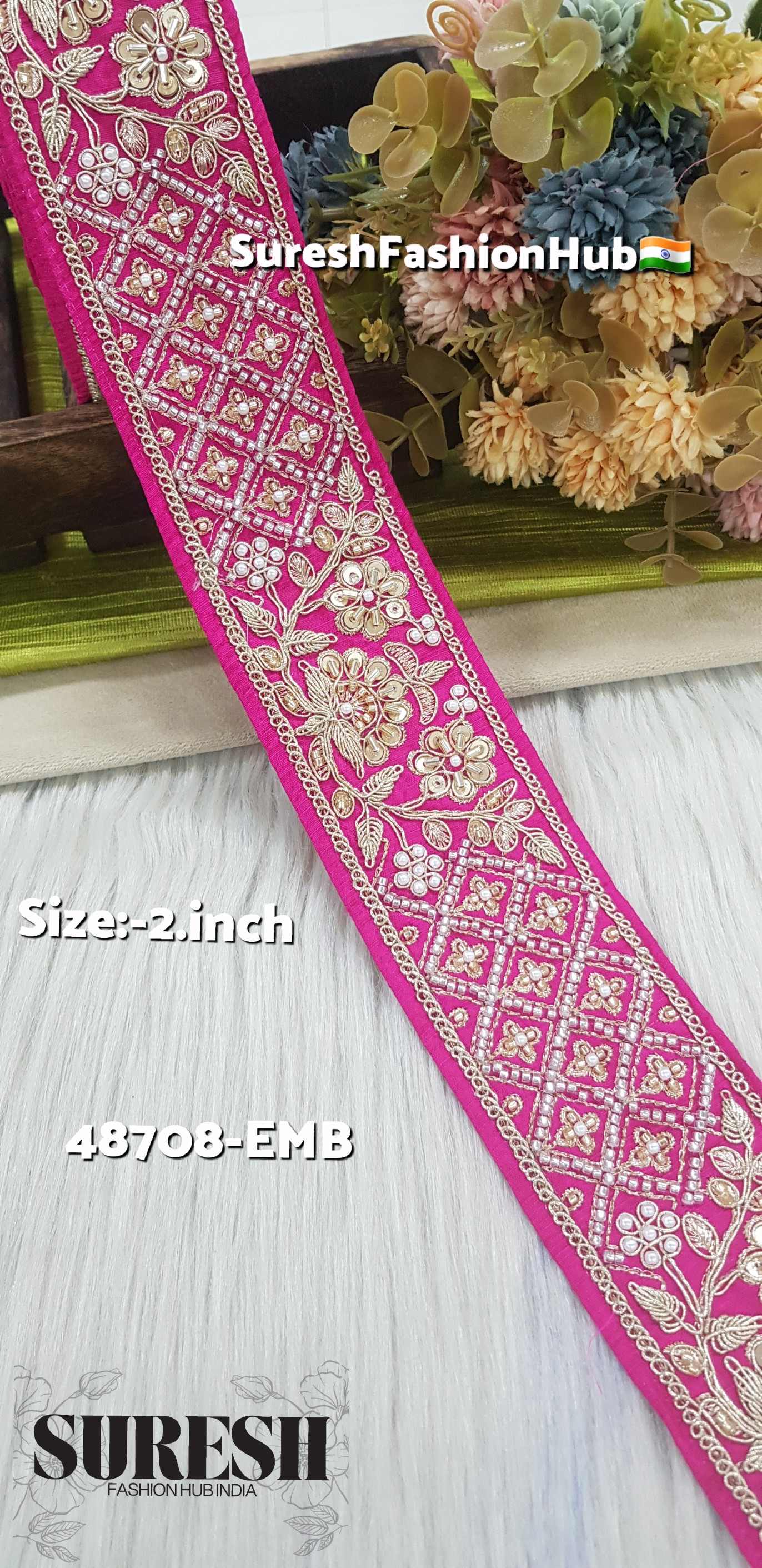 Rani Floral Dori Embroidery Lace – 48708-Emb