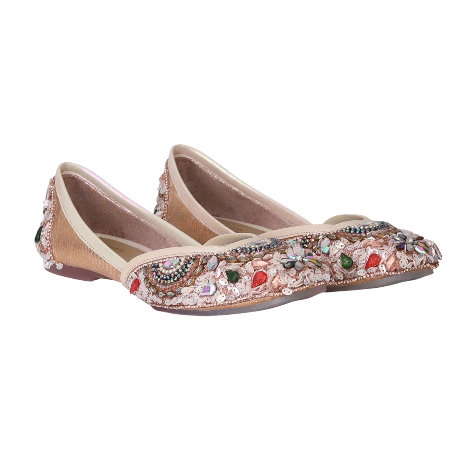 Blush Gold Floral Embroidered Jutti
