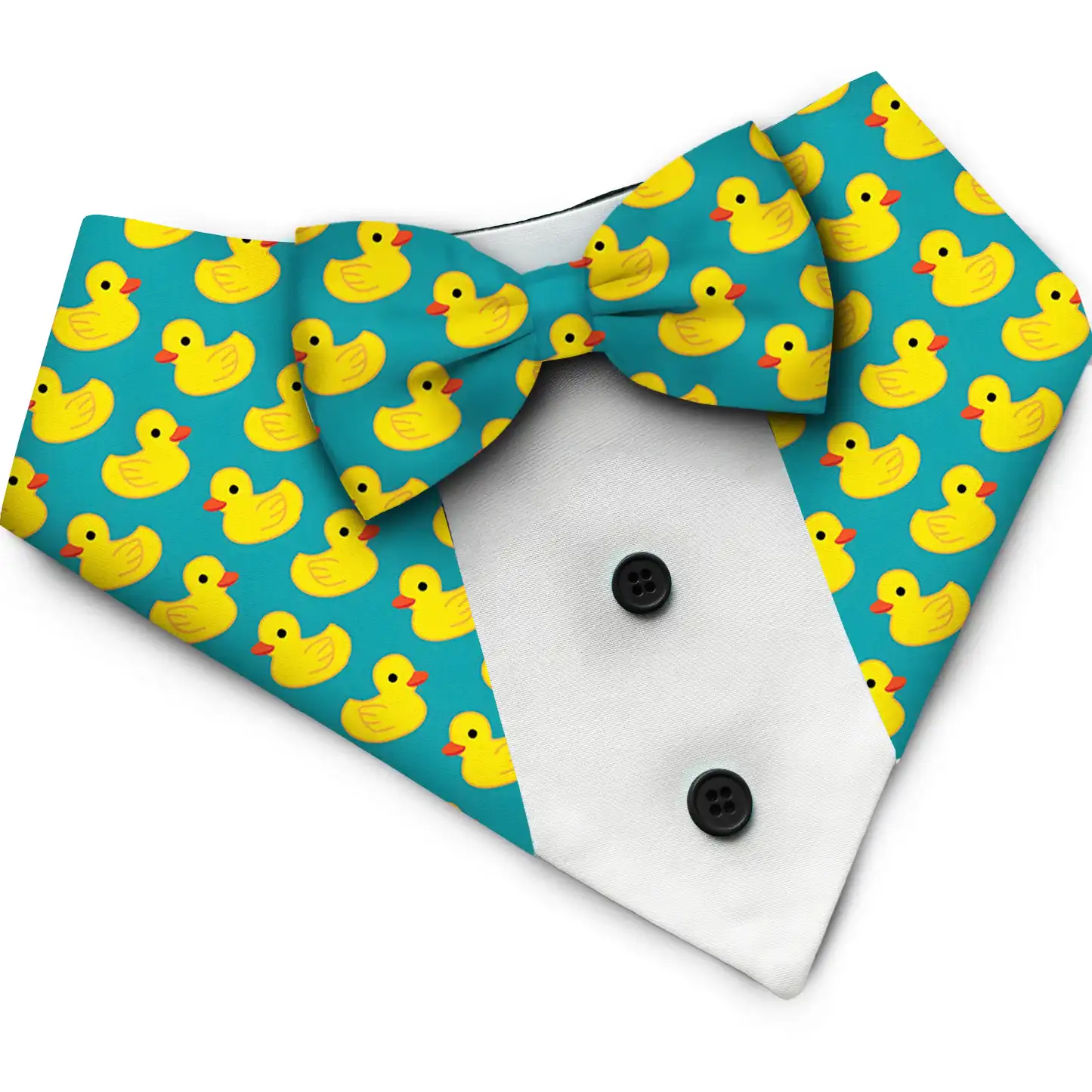 PawsIndia Duck Pattern Tuxedo Bandana with Matching Bow for Pets