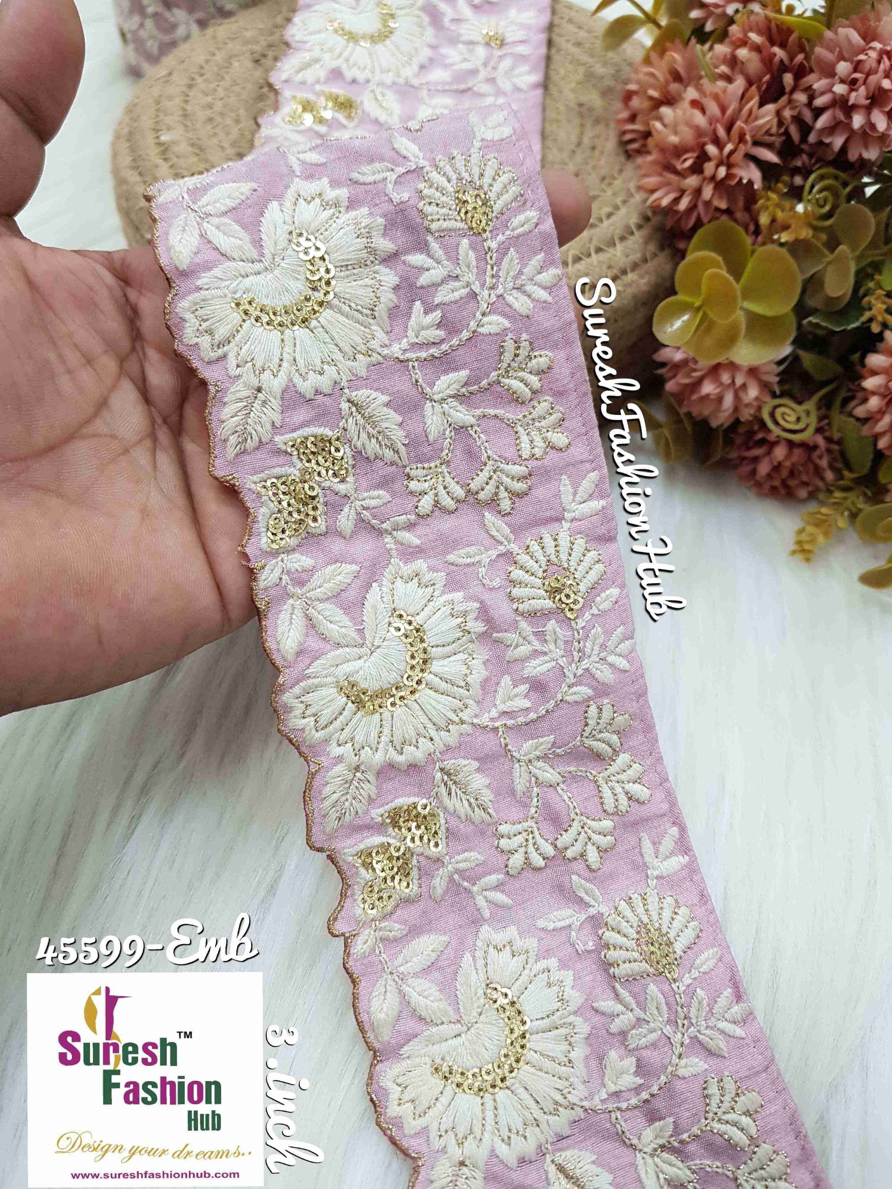 Lavender Bloom Embroidered Trim