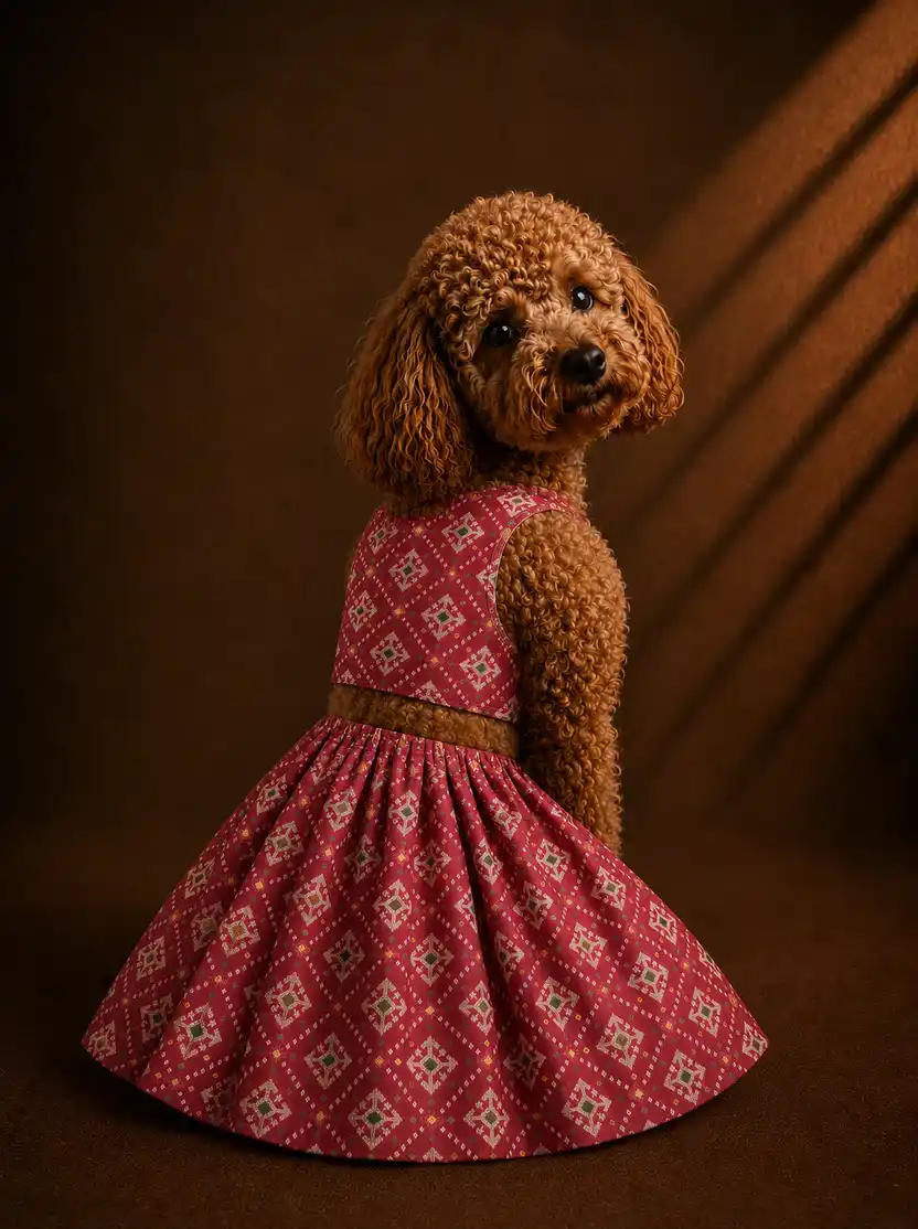 Pawsh Pet Red Patola Lehenga for Dogs