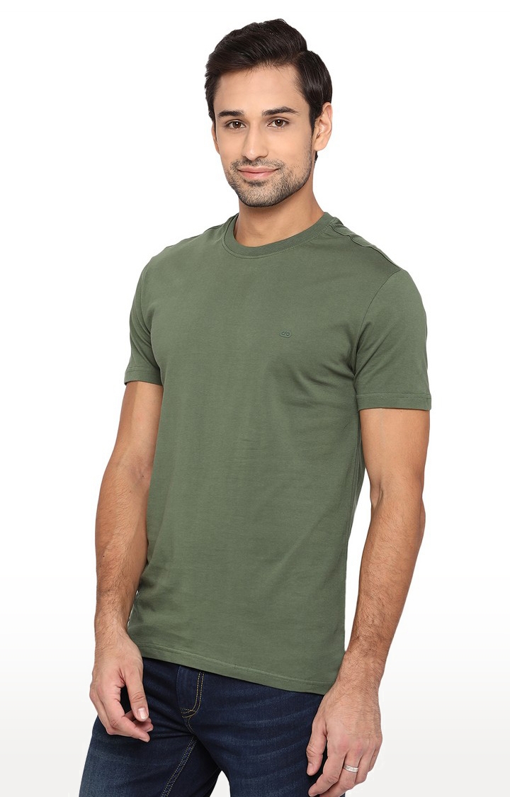 JadeBlue | JB-CR-31T OLIVE Men's Green Cotton Solid T-Shirts 1
