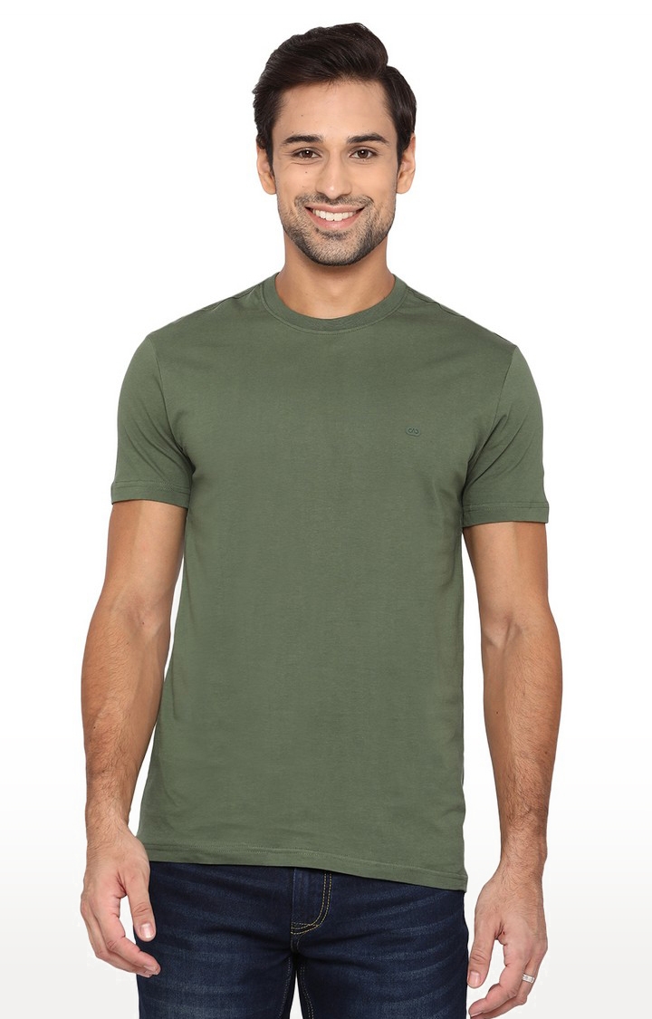 JadeBlue | JB-CR-31T OLIVE Men's Green Cotton Solid T-Shirts 0