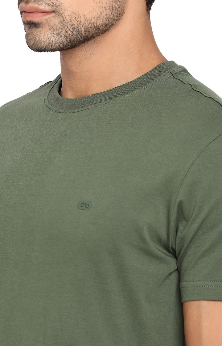 JadeBlue | JB-CR-31T OLIVE Men's Green Cotton Solid T-Shirts 3
