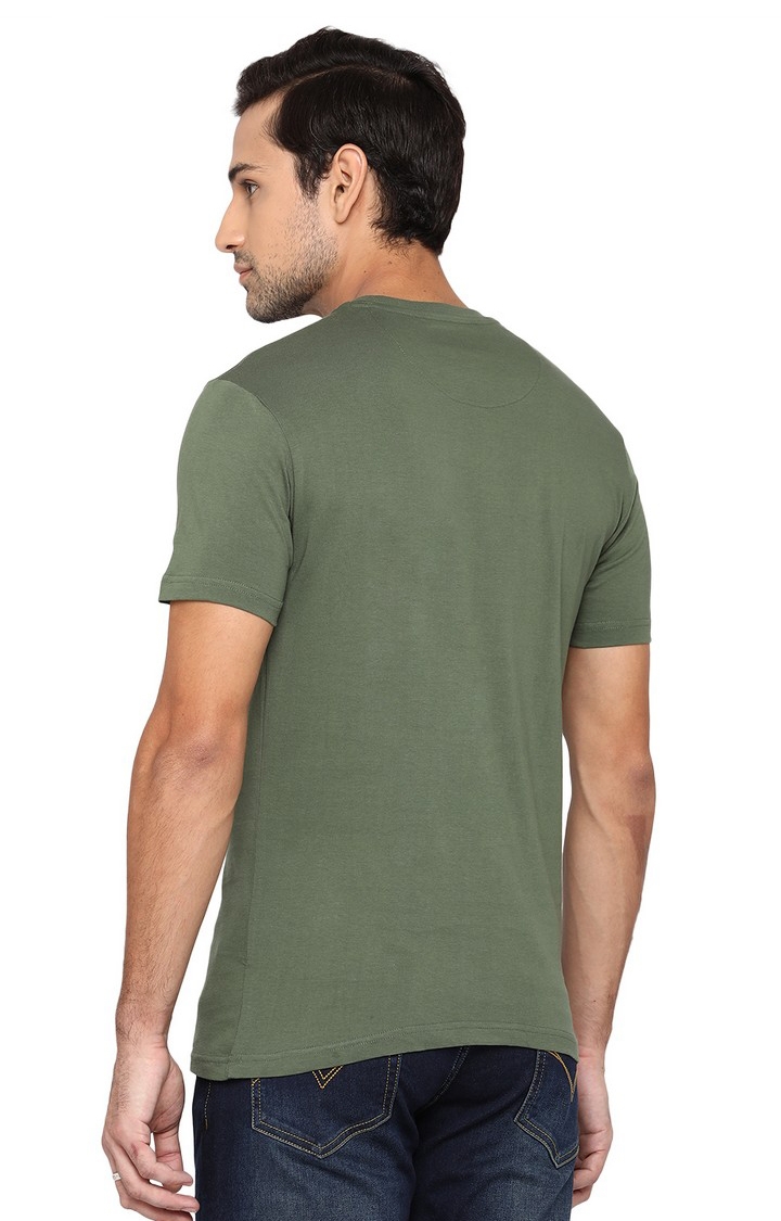JadeBlue | JB-CR-31T OLIVE Men's Green Cotton Solid T-Shirts 2