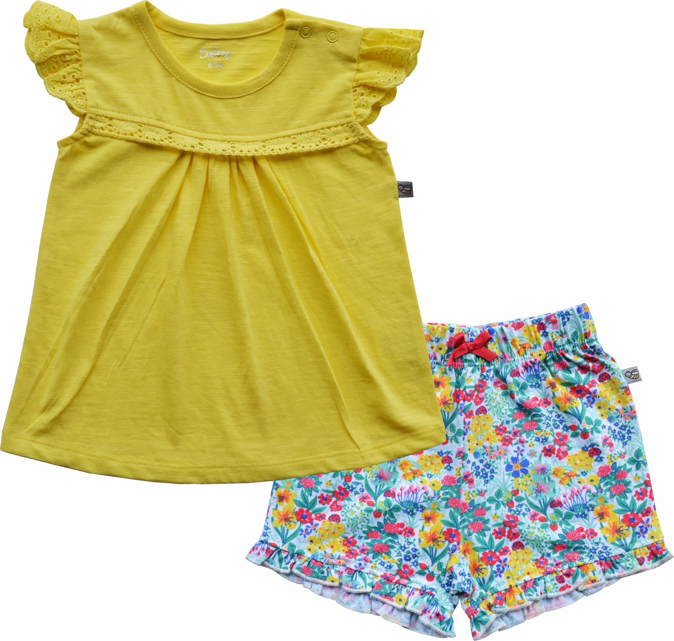 Yellow Top+Flower AOP Shorts set