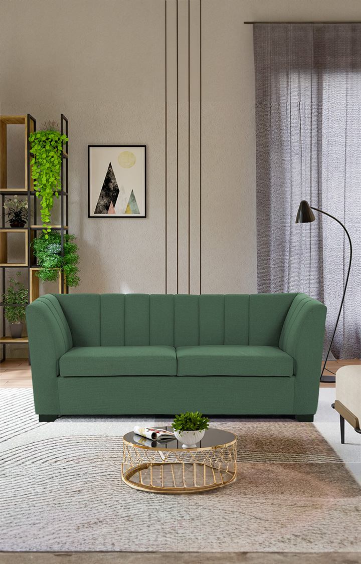 neudot Lexus Sofa for Living Room |3 Persons Sofa|Premium Fabric with Padded Armrest | Solid Wood Frame|3 Seater in Earth Green Color