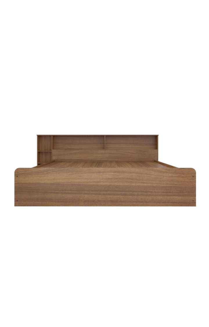 NEUDOT Yovalty King Size Bed Leno Teak Engineered Wood Double Bed Cot for Bedroom headboard Storage