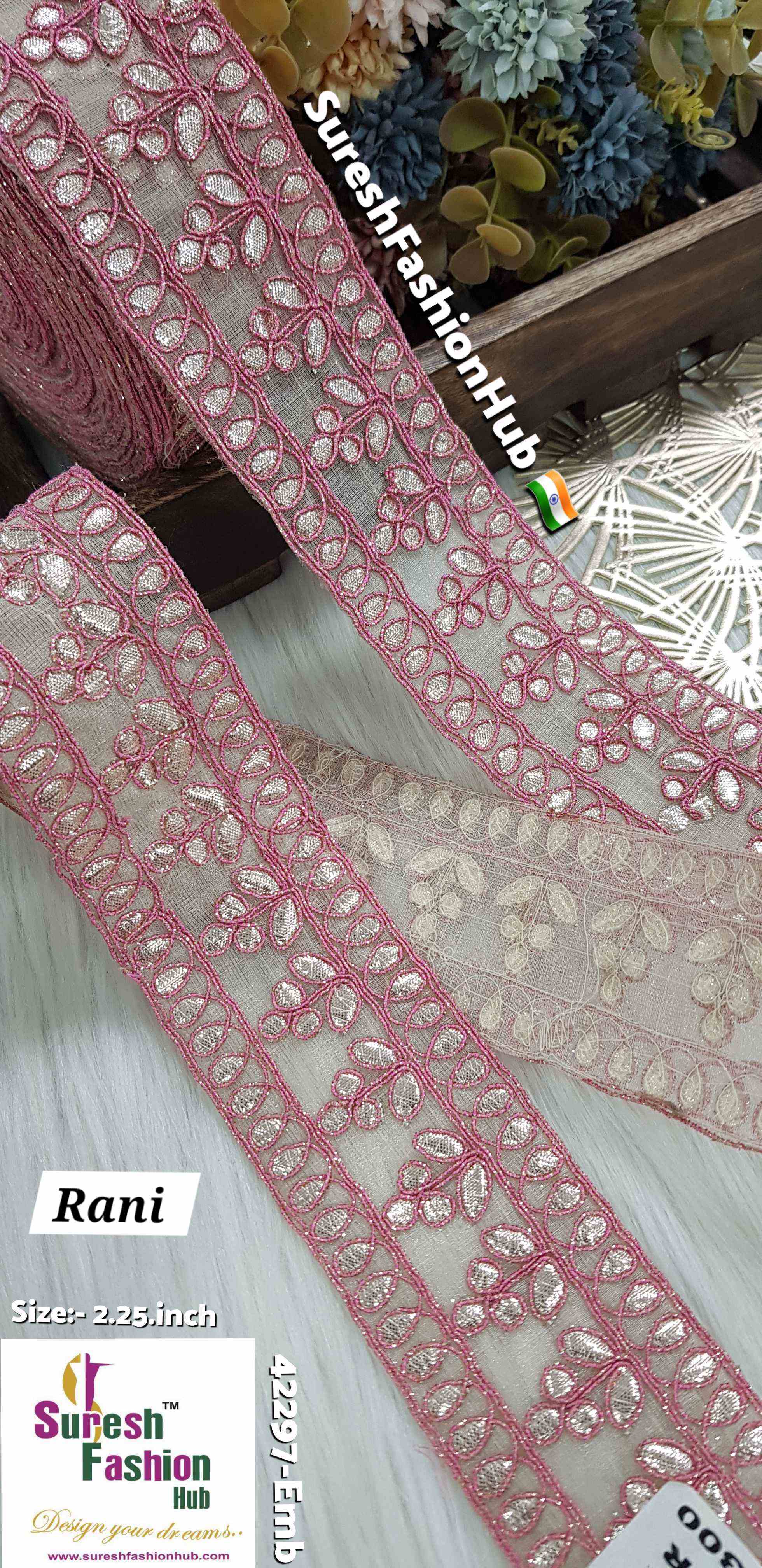 Cute Petal Laser Gota Lace Rani