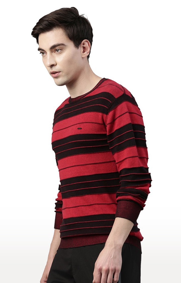Men's Red Cotton Melange Sweaters