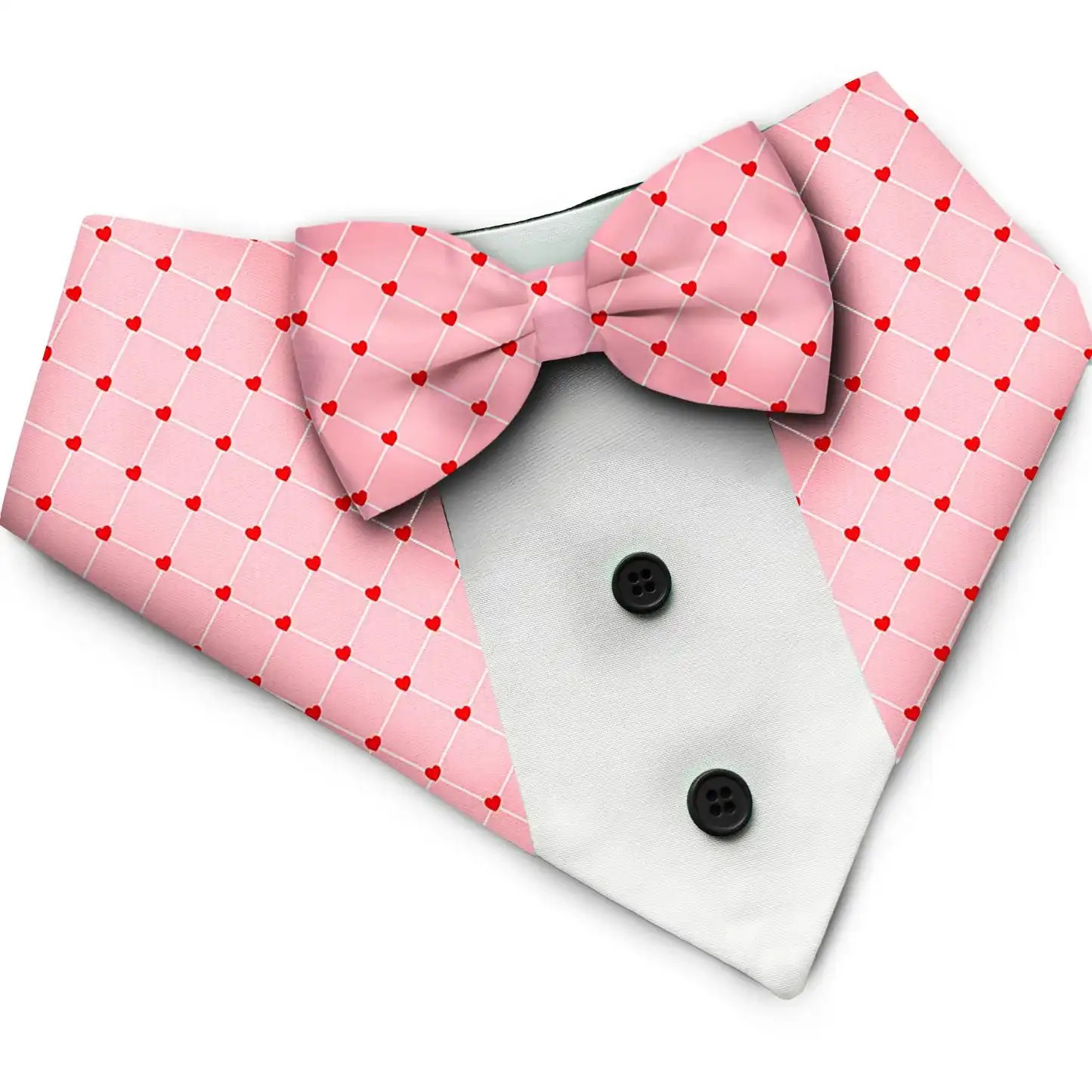 PawsIndia Valentines Edition Checks with Hearts Printed Tuxedo for Pets