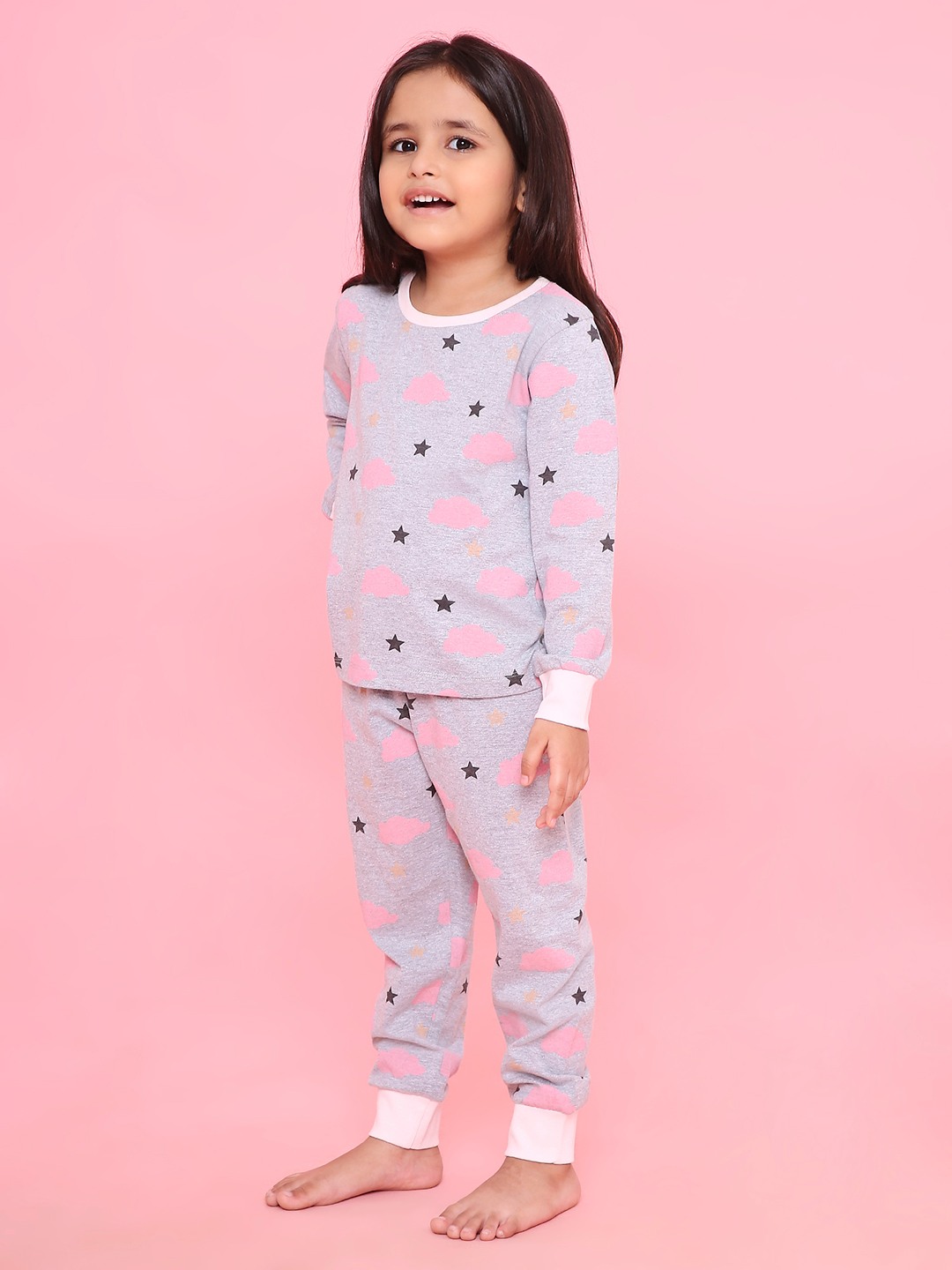Girls- 2 piece printed cotton jogger lounge set