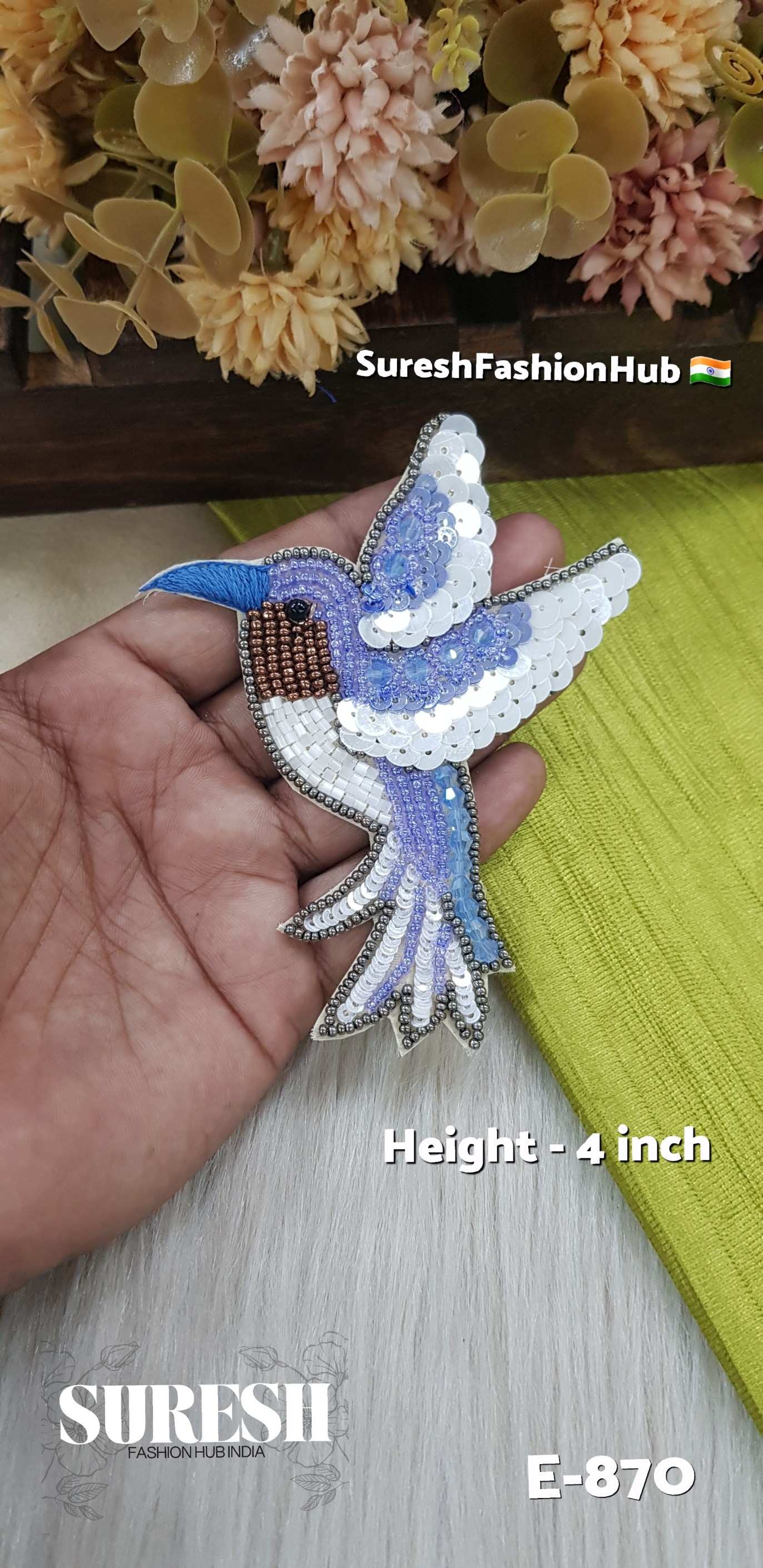 E-870 Purple Right Side Flying Bird Patch