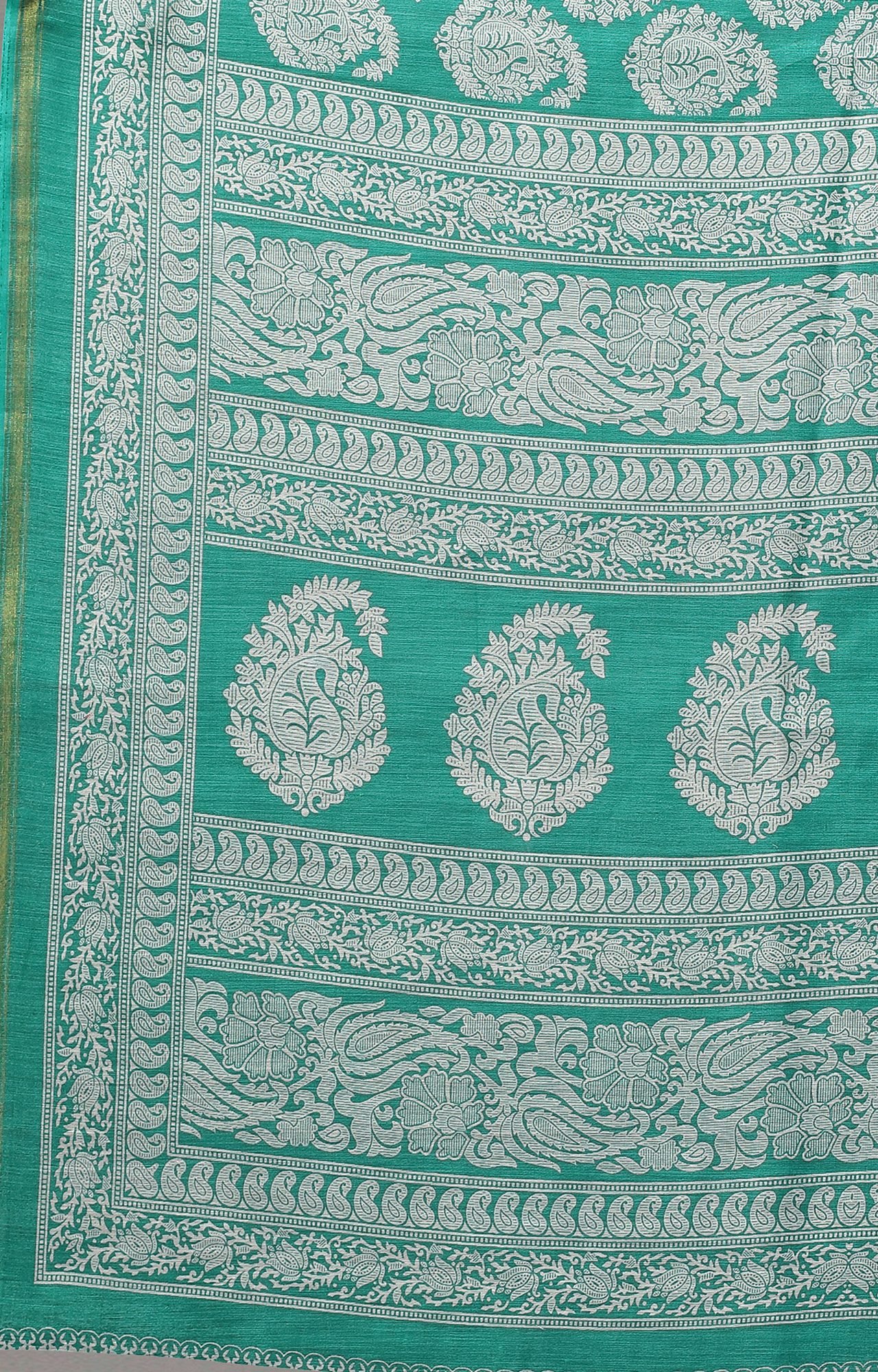 Women Turquoise Batick Block Print Casual Wear Saree-HAL21CTN00036TEAL