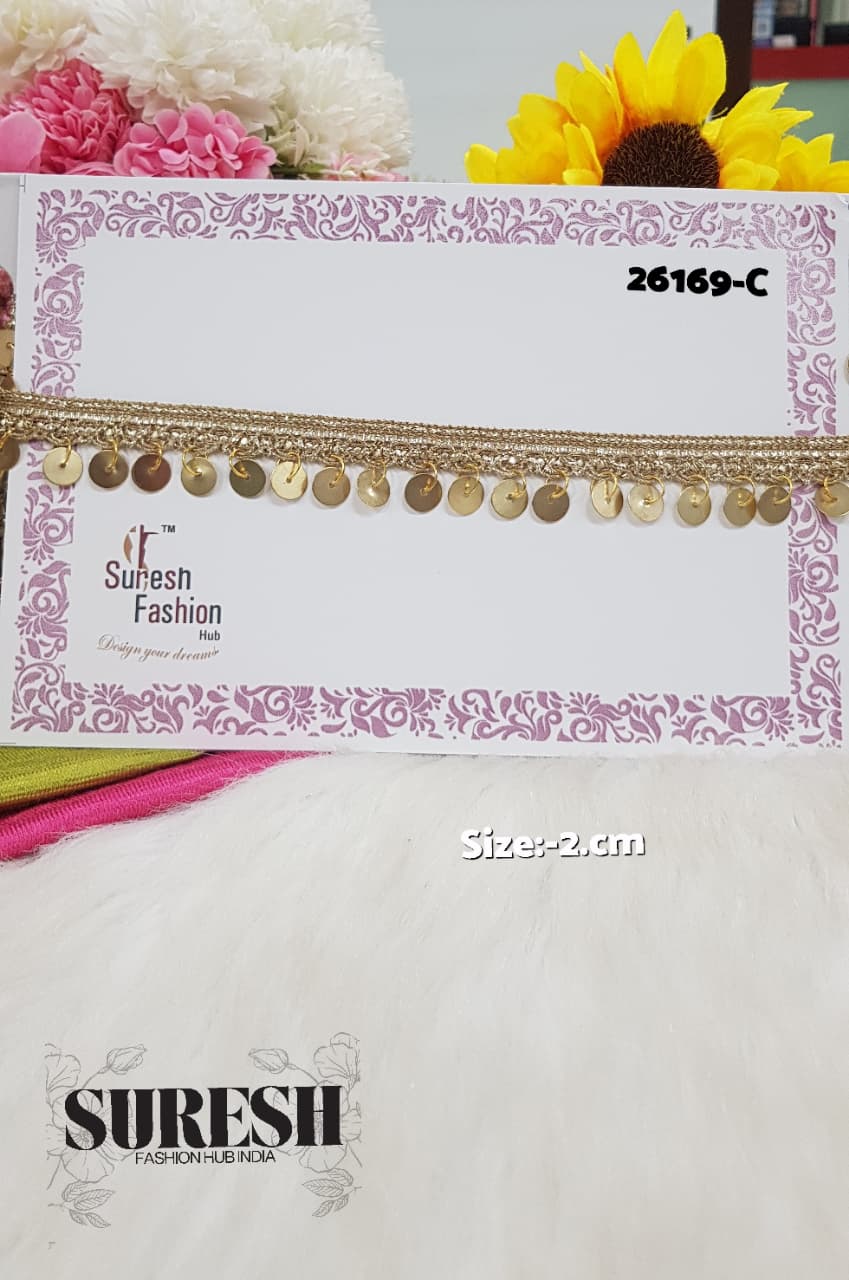 Pearl Gold Sequin Hanging Jhalar Lace – 26159-C