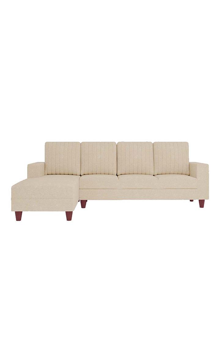neudot Roman RHS Sectional Sofa for Living Room |6 Person Sofa|Premium Fabric with Cushioned Armrest | Solid Wood Frame|6 Seater in Neo Beige Color