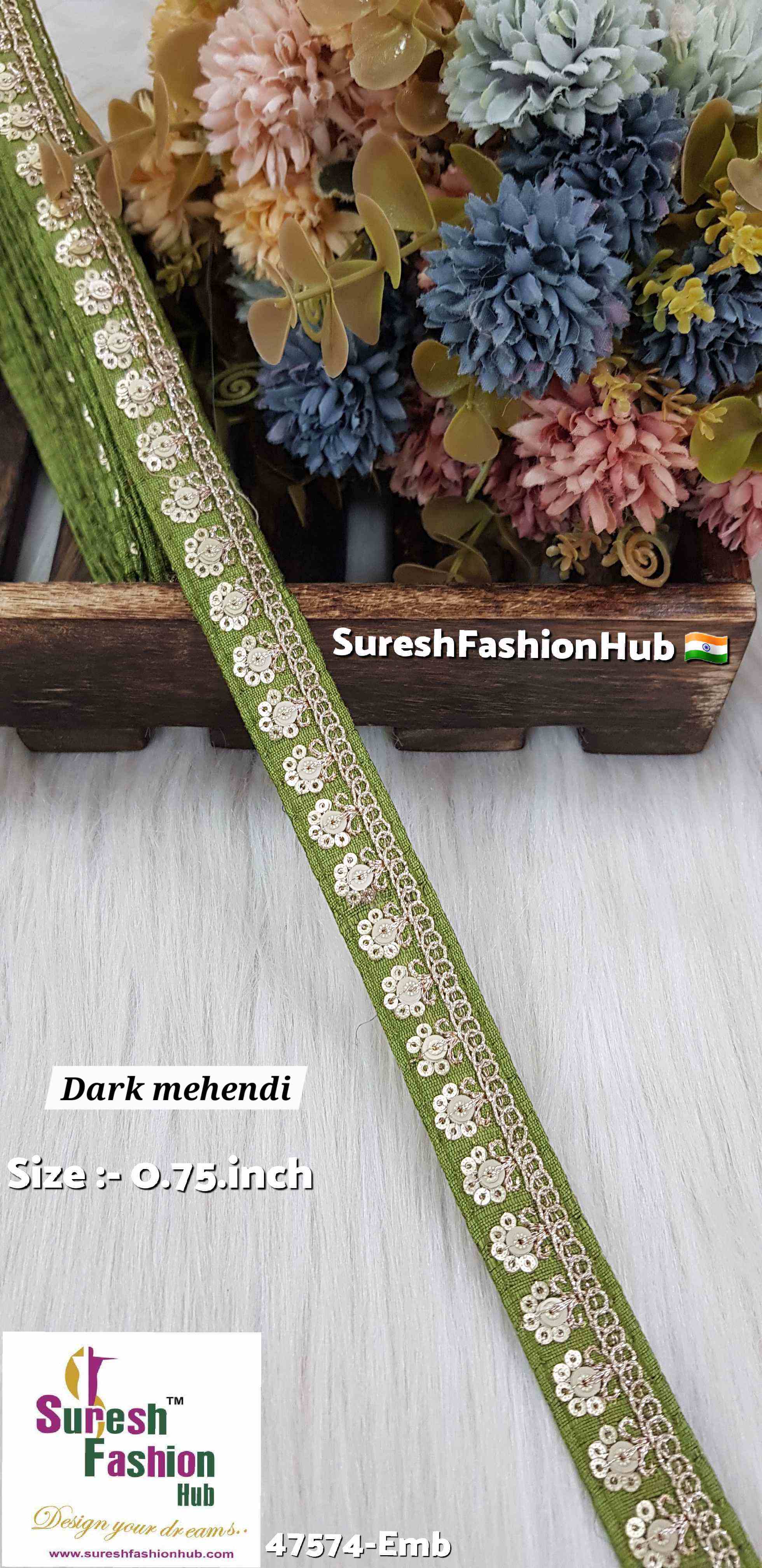 Embroidery  Dark Mehendi Elegance Surat Silk