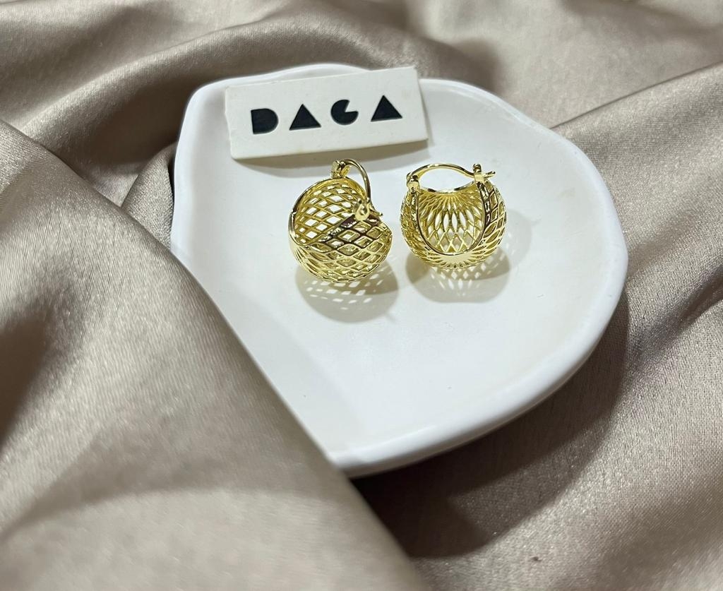 gold net earrings